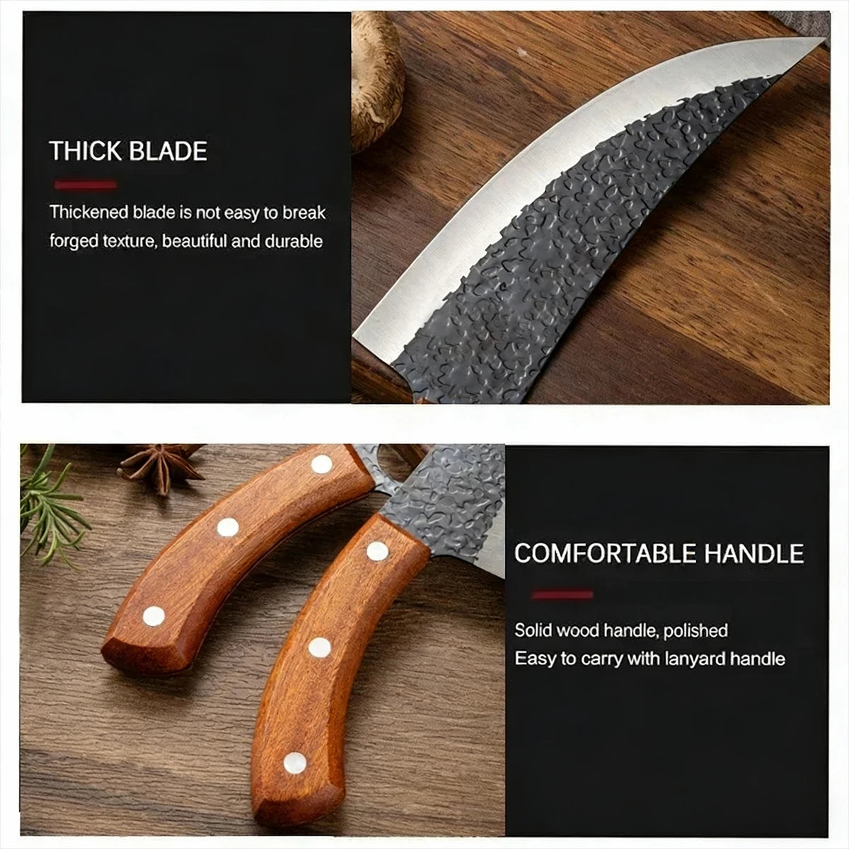 Handmade Forged Chef Knife Set – Butcher, Boning & Cleaver Kitchen Knife Set Axl