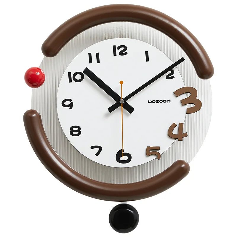 Modern Silent Swing Wall Clock – Round Minimalist Home Décor Decorative Wall Clock Axl