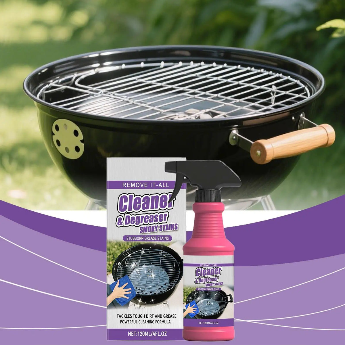 BBQ Grill Cleaner Spray 120ml – Heavy-Duty Degreaser Grill Degreaser Spray Axl