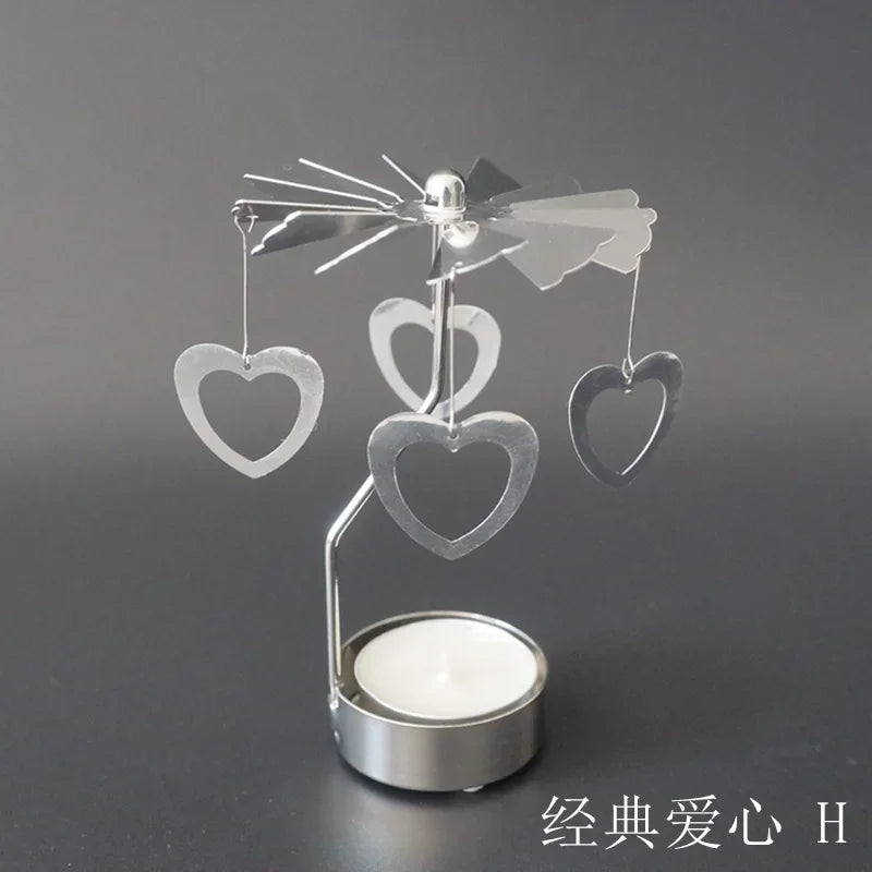 Spinning Metal Carousel Tea Light Candle Holder | Xmas Decor Candle Holder Axl heart