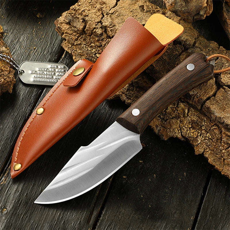 Stainless Steel Boning Knife with Sheath & Wood Handle Boning Knife Axl