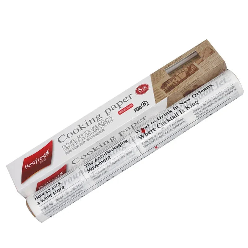 Retro Newspaper Food Grade Grease Paper Wrappers – 5m Roll Food Wrapping Paper Axl white