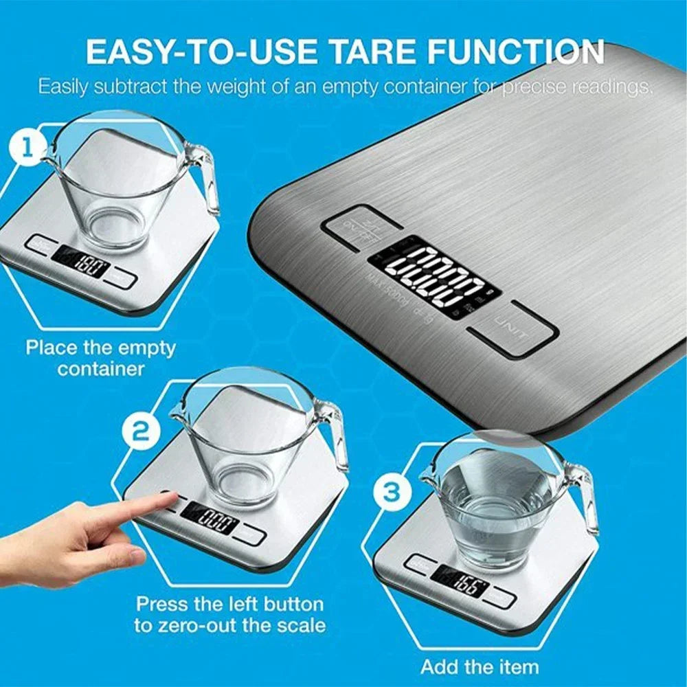 Digital Kitchen Scale 5kg – LCD Food Scale in Stainless Steel Digital Kitchen Scale Axl