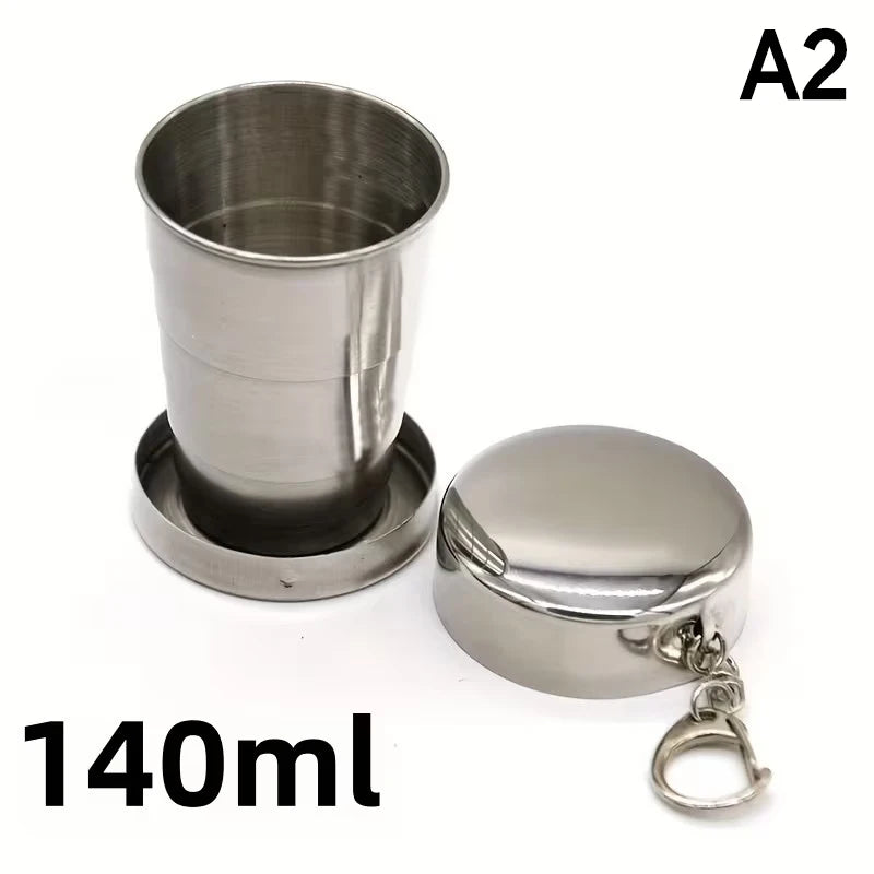 Stainless Steel Folding Cup with Keychain | Collapsible Travel Cup Collapsible Travel Cup Axl A2