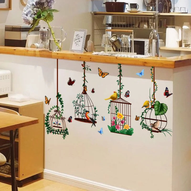 Butterfly Bird Cage Wall Stickers – Removable Home Decor Decals Wall Decal Stickers Axl