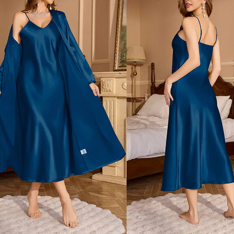 Women's 2-Piece Kimono Robe & Halter Nightgown Set Kimono Robe Set Axl