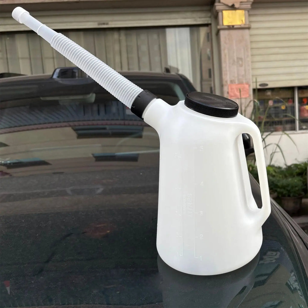 5L Plastic Oil Measuring Jug with Spout & Lid | Garage Car Oil Measuring Jug Axl