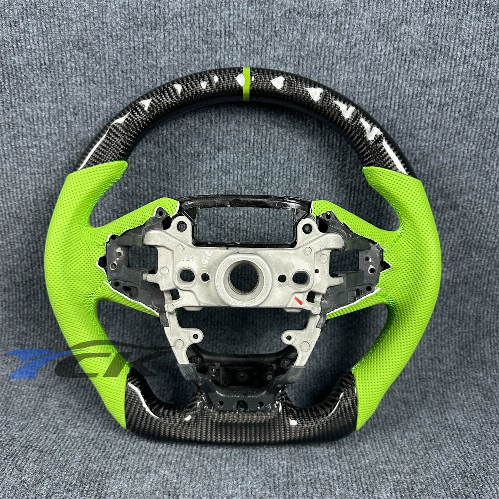 Custom Carbon Fiber Green Leather Steering Wheel – Civic 2016–2021 Custom Steering Wheel Axl