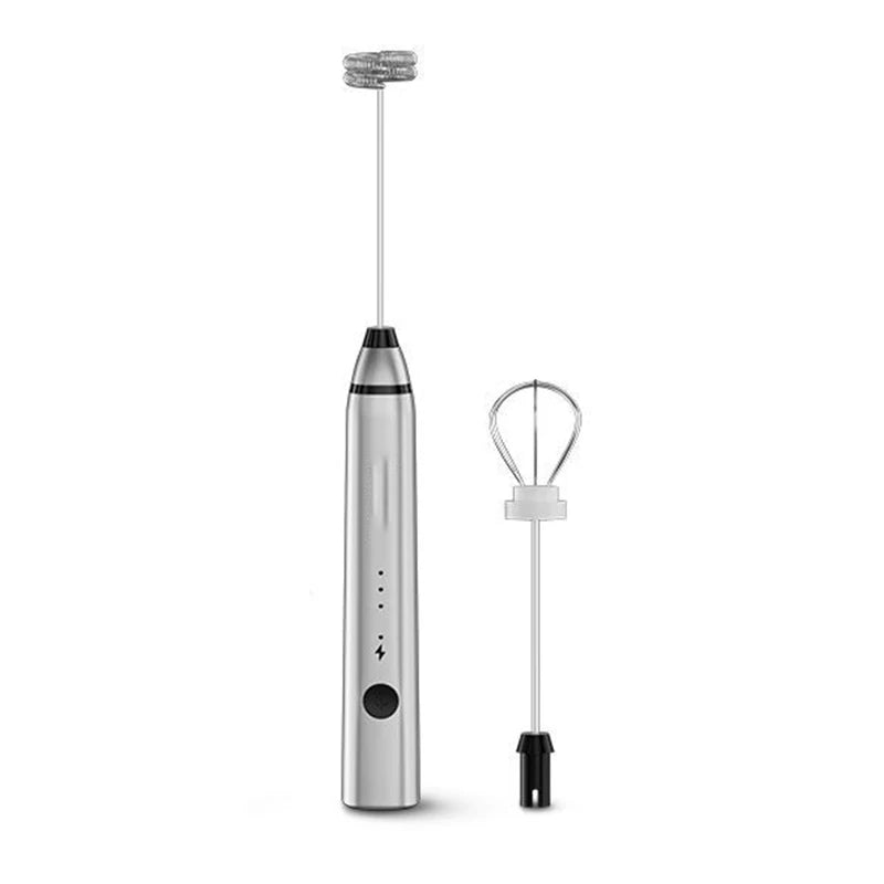 Wireless Rechargeable Handheld Milk Frother – High-Speed Blender Handheld Milk Frother Axl Silvery