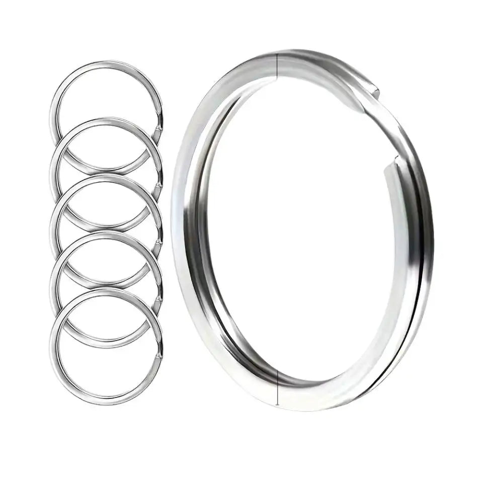 10-Pack 304 Stainless Steel Key Rings – 2.54cm Flat Split Rings Stainless Steel Key Rings Axl