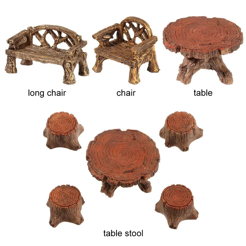 Miniature Fairy Garden Figurines – Bench, Chair & Table Set Garden Figurine Set Axl