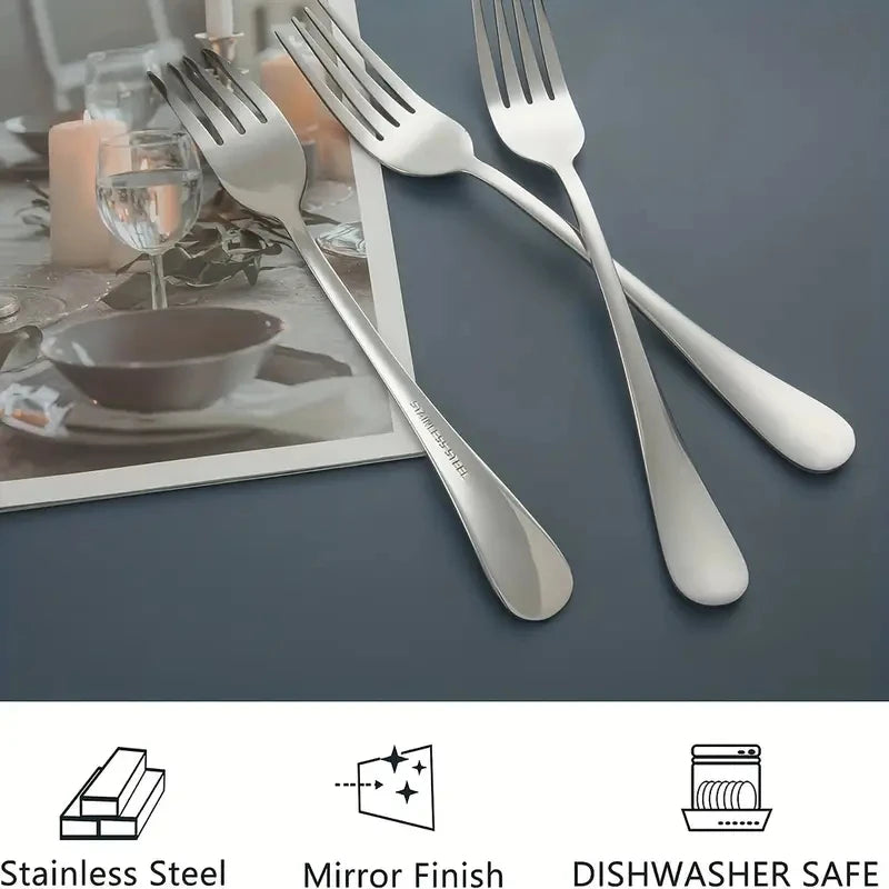 12-Piece Stainless Steel Fork Set – Dinner, Salad & Dessert Flatware Fork Set Axl