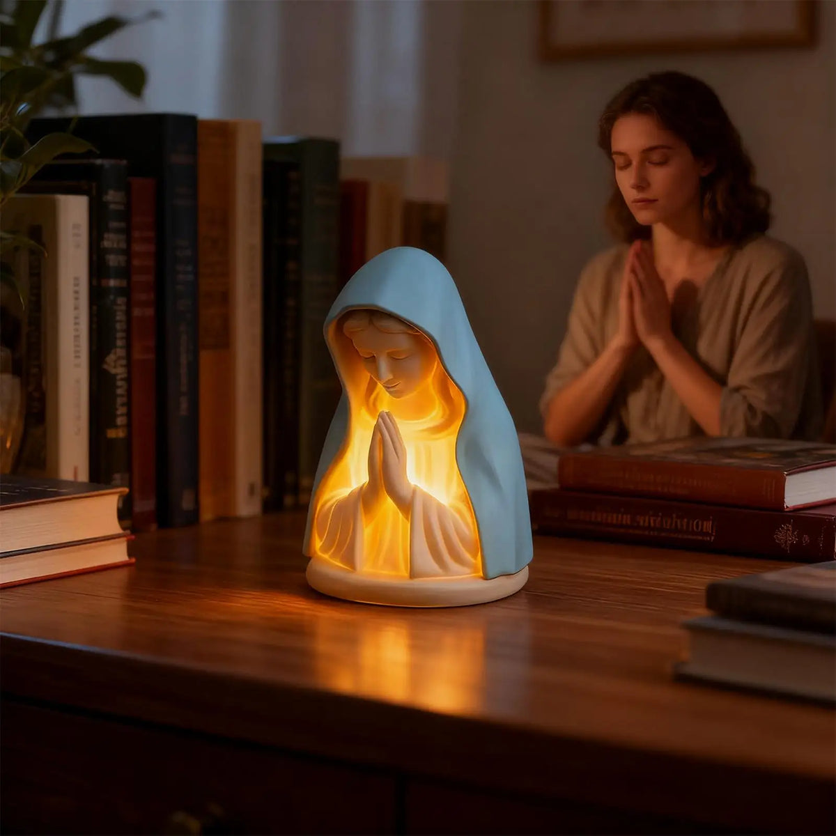 Virgin Mary Night Light – Catholic Statue Table Lamp & Decor Religious Night Light Axl