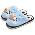 Cow Print Faux Fur Slippers – Cozy Indoor Slides Men & Women Faux Fur Slippers Axl Blue 36-37