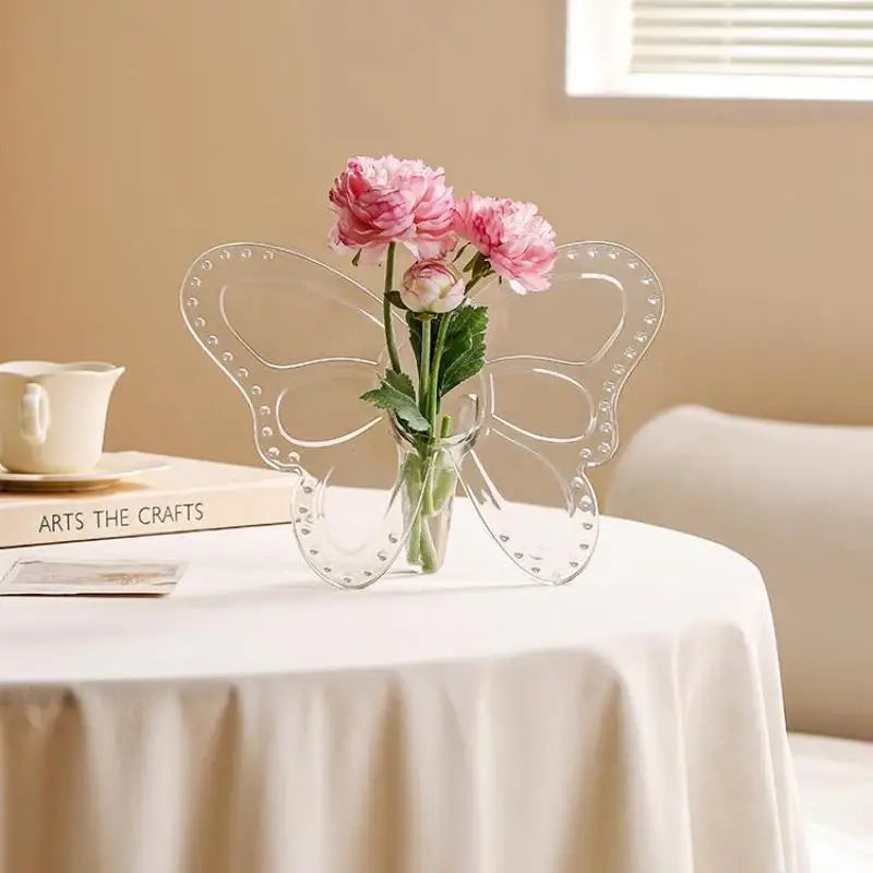 Transparent Acrylic Butterfly Flower Vase | 3D Home Décor Decorative Vase Axl