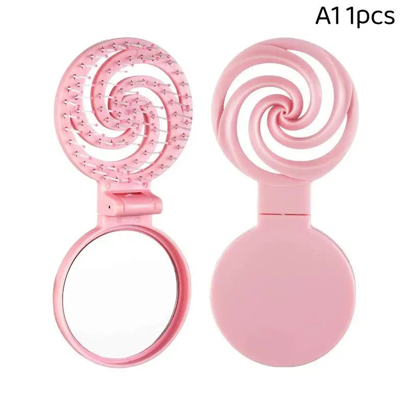 2-in-1 Foldable Hair Comb with Mirror – Mini Travel Scalp Massager Foldable Hair Comb Axl A1