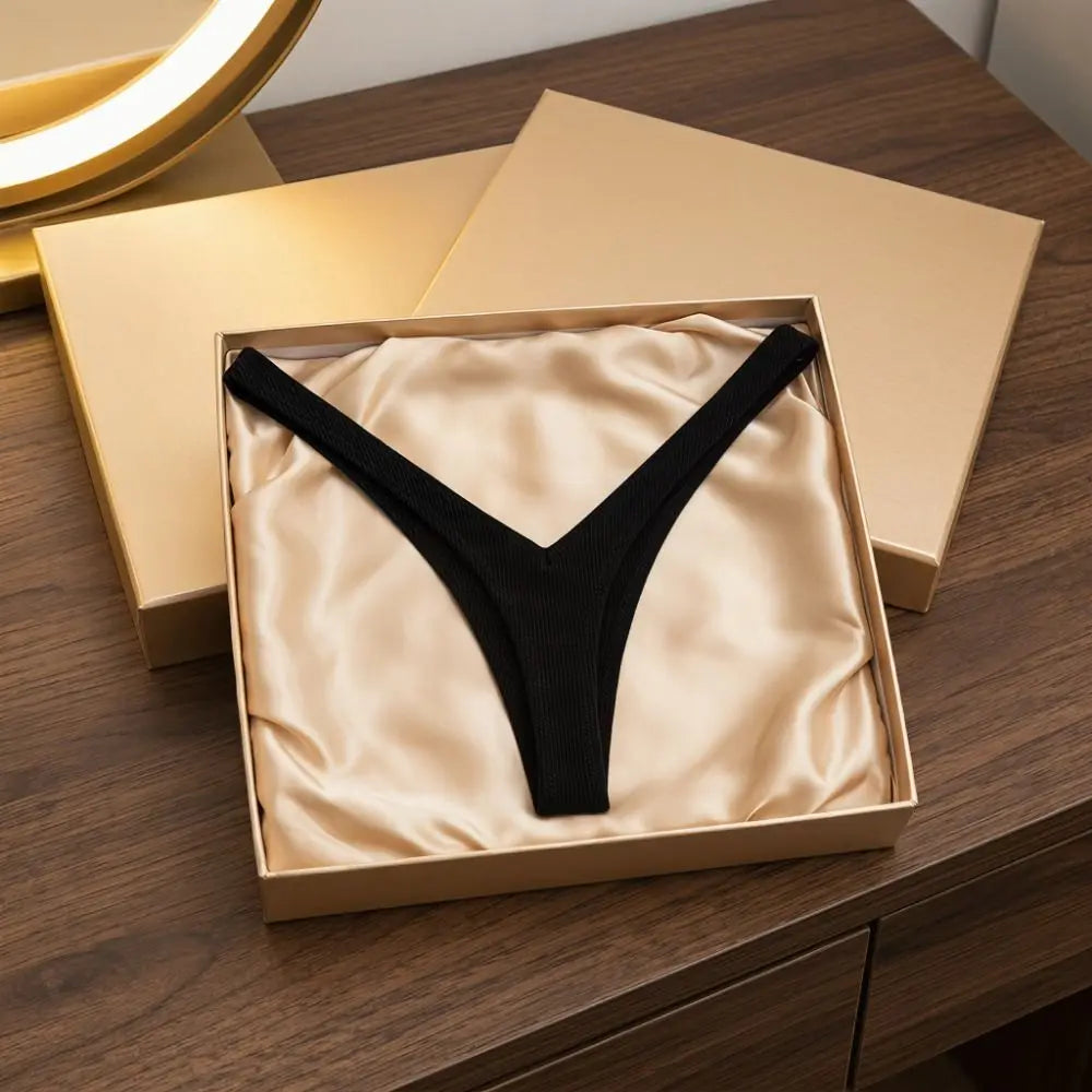 Women's Cotton Low-Rise Thong – Deep V T-Back Panties Women's Thong Panties Axl