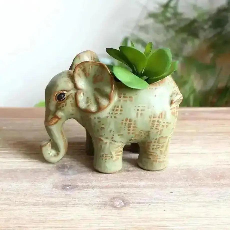 Vintage Ceramic Elephant Succulent Planter | Home Garden Decor Ceramic Succulent Planter Axl