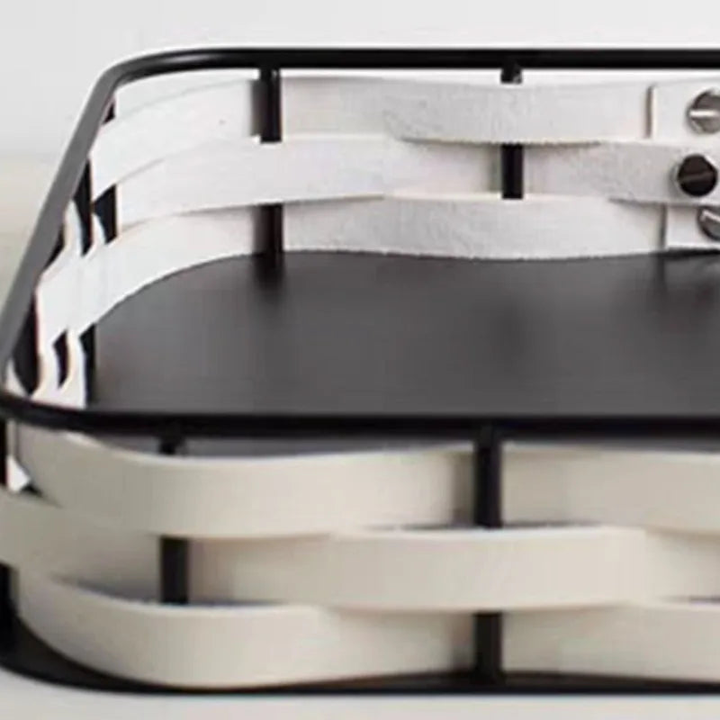 Light Luxury Metal & Leather Storage Tray | Modern Home Décor Decorative Storage Tray Axl