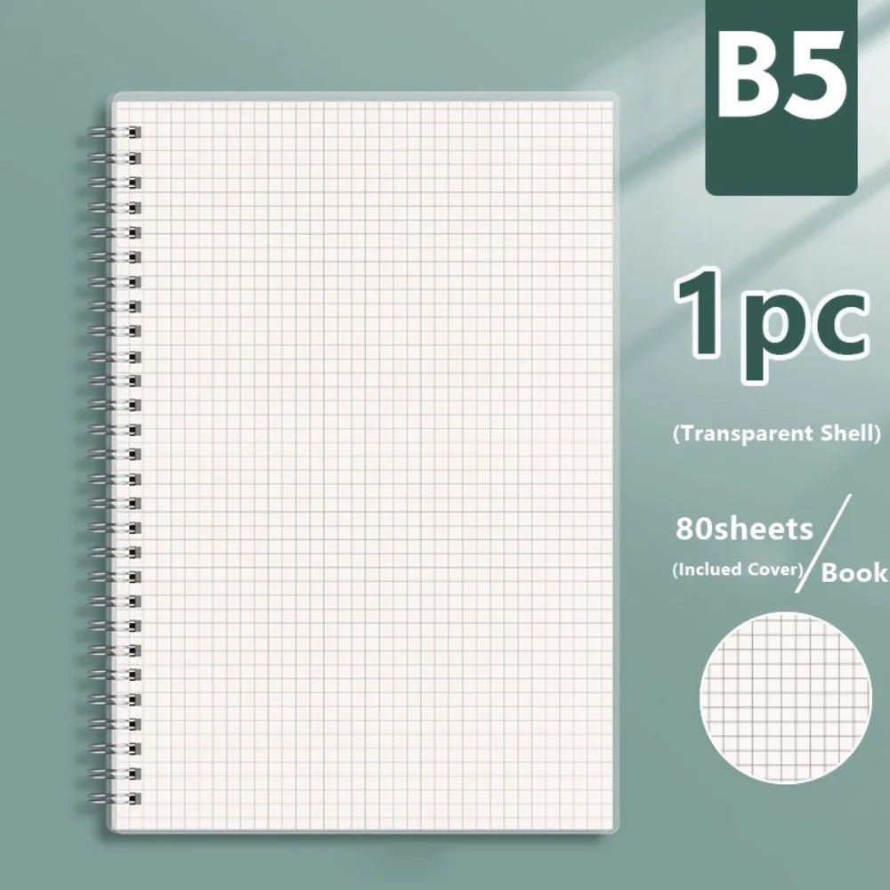 Coil Notebook A4/A5/A6/B5 – Grid, Blank & Lined Sketchbook Spiral Coil Notebook Axl B5 Grids