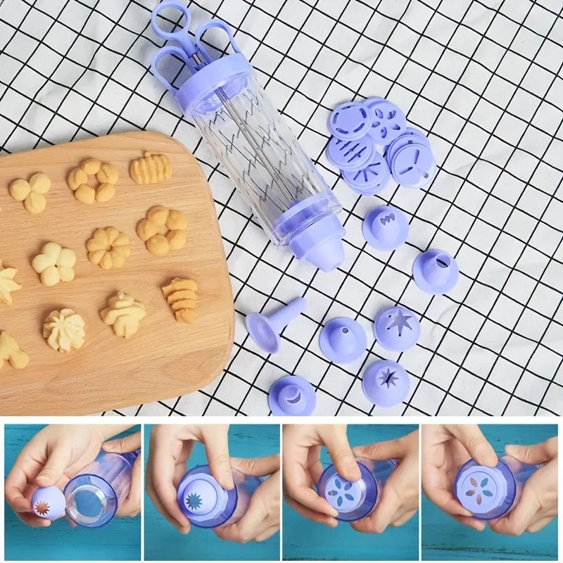 Cookie Press Gun Kit with Decorating Tips | Baking Tool Set Cookie Press Kit Axl