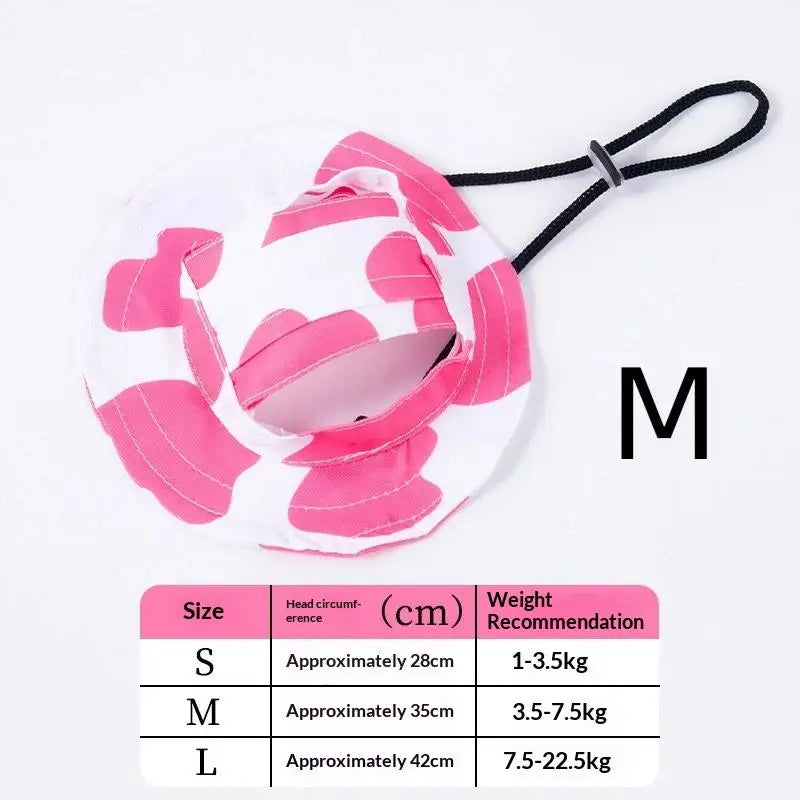 Pet Cowboy Hat with Ear Holes | Sun Hat for Cats & Small Dogs Pet Hat Accessory Axl Cow pink M