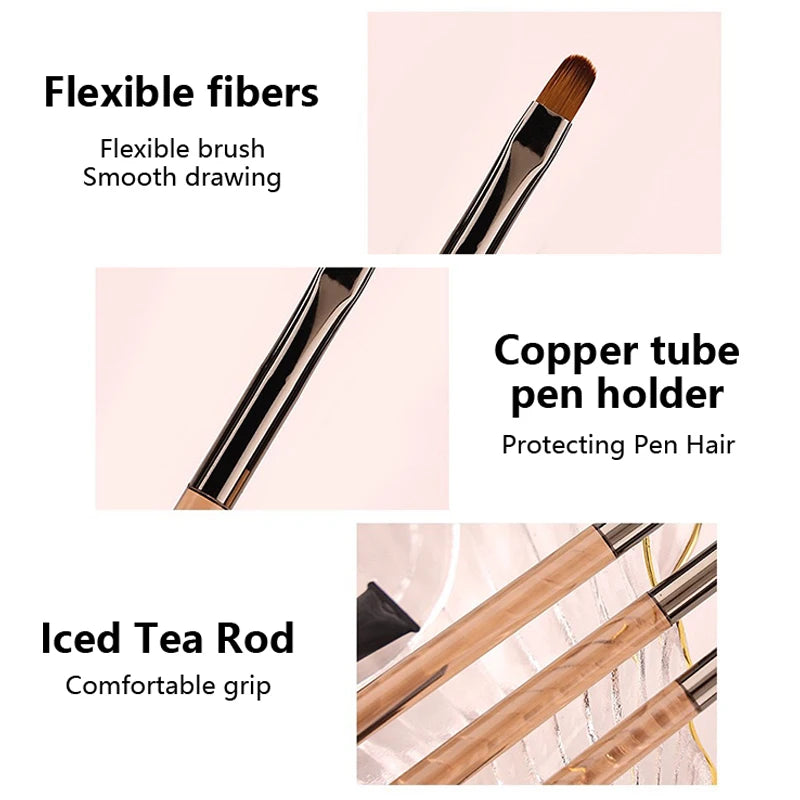 3-Piece Dual-End Nail Art Brush Set – Gel Gradient & Line Pen Nail Art Brush Set Axl