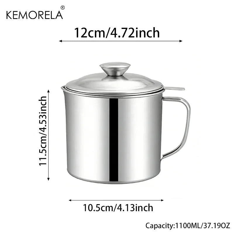 KEMORELA Stainless Steel Oil Filter Pot 1.1/1.3L with Strainer Oil Filter Pot Axl 1.1L