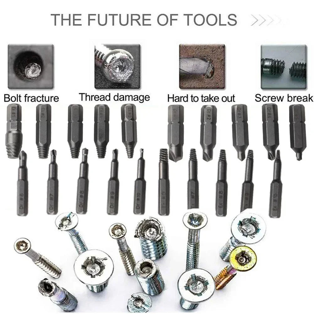 22-Pc Double-Head Broken Screw Extractor & Bolt Removal Kit Screw Extractor Kit Axl