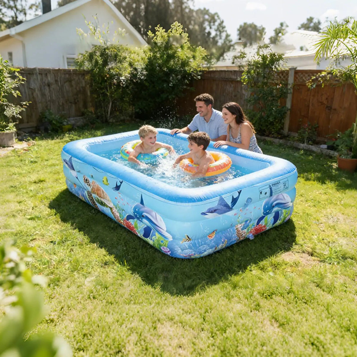 Inflatable Rectangle Kiddie Pool 55x35x17" – Backyard Summer Inflatable Kiddie Pool Axl
