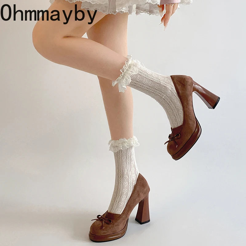 Women's Butterfly-Knot Mary Jane Pumps – Thick Heel Slip-On Mary Jane Pumps Axl