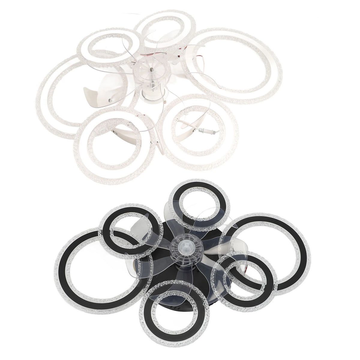 Nordic LED Ceiling Fan Light – 6 Crystal Rings | 76cm Modern LED Ceiling Fan Axl