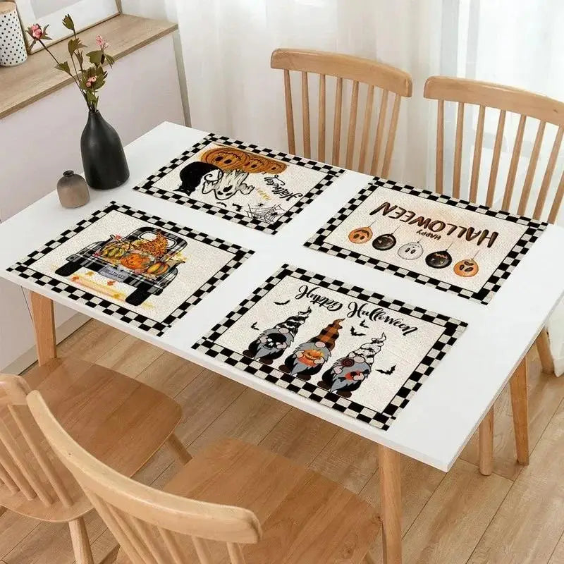 Halloween Plaid Placemat 42x32cm – Heat-Resistant Table Mat Halloween Placemat Axl