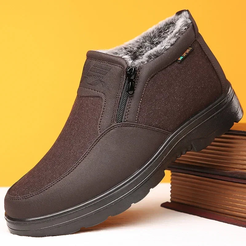 YBQJOO Men's Plush Winter Ankle Boots – Warm & Anti-Slip Men's Winter Boots Axl