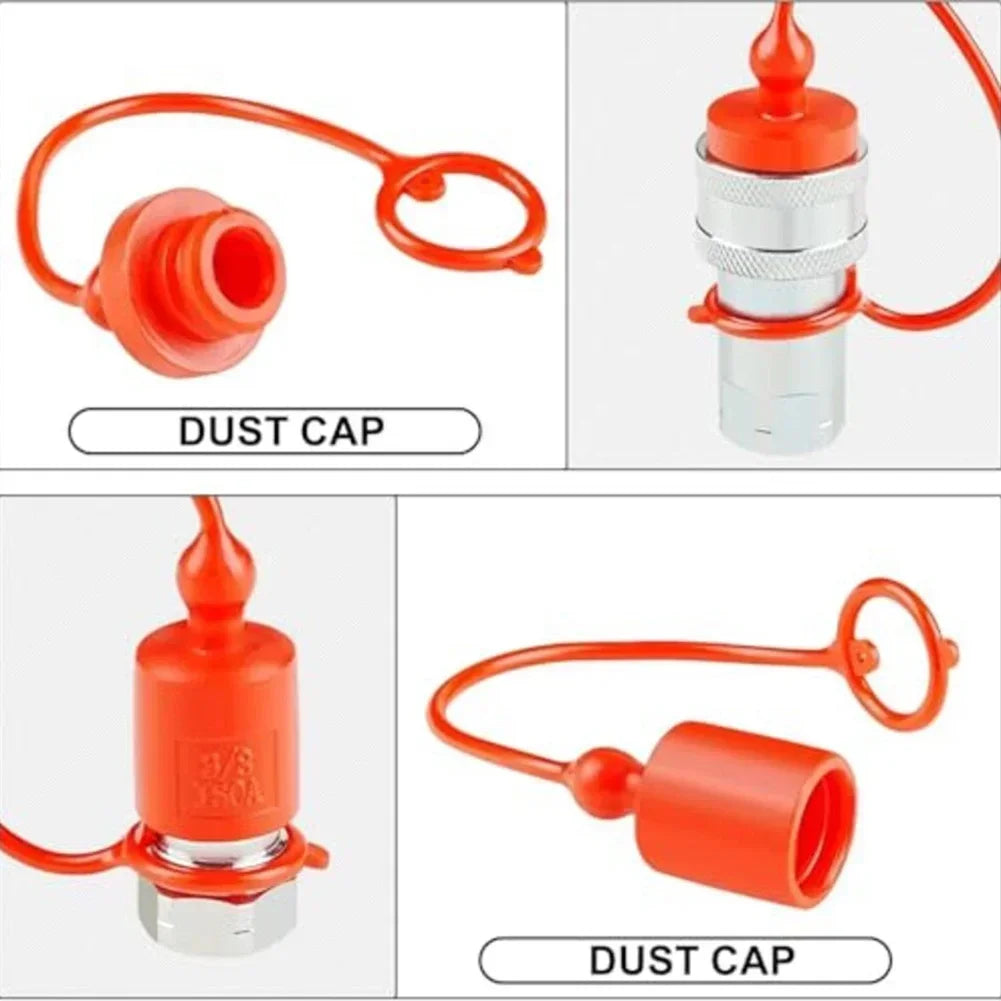 Hydraulic Quick Connect Coupler Set NPT 1/2" & 1/4" + Dust Cap Hydraulic Coupler Fittings Axl