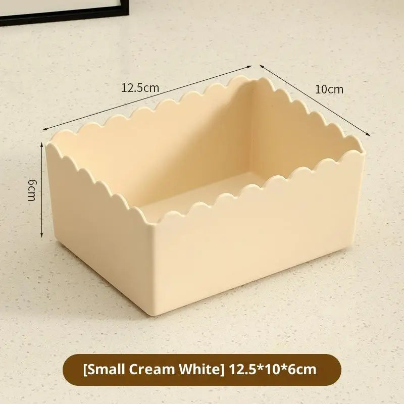 Cream Cosmetic Storage Box – Dustproof Desktop Organizer Desktop Storage Box Axl Beige S