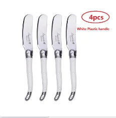 Laguiole Rainbow Butter & Cheese Spreader Knives – 4-Piece Set Cheese Spreader Set Axl 4pcs White
