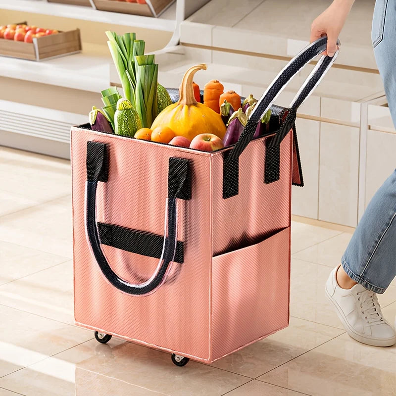 Rolling Grocery Shopping Tote – Large Canvas Wheel Bag Rolling Shopping Tote Axl