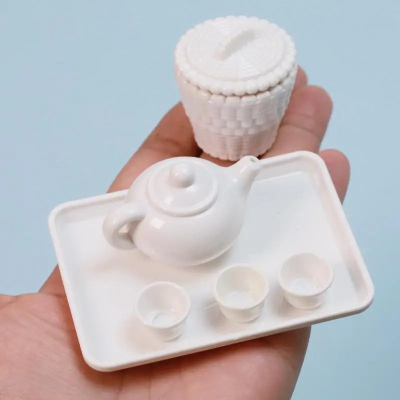 Dollhouse Miniature Tea Set 1:12 Scale – Teapot Cups & Tray Dollhouse Miniature Set Axl