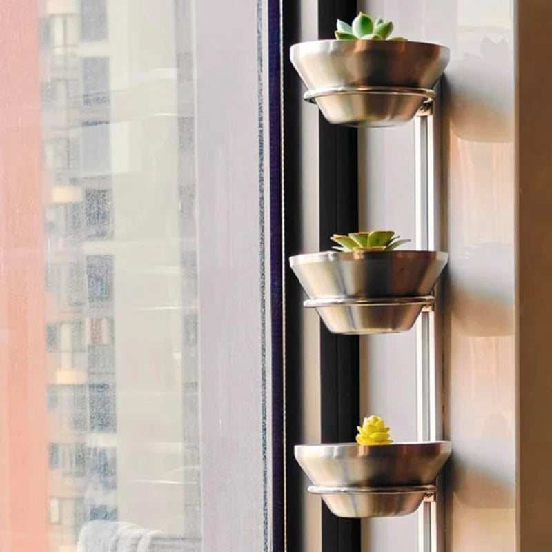 3-Tier Floating Metal Wall Plant Shelf – Modern Flower Stand Wall Plant Shelf Axl