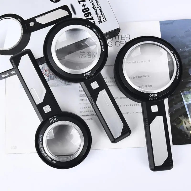 Illuminated Magnifying Glass 5X 10X 15X – 6 LED & UV Lights Illuminated Magnifier Axl