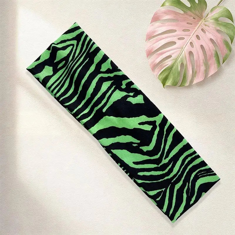 Women's Zebra Print Sports Hairband – Retro Animal Print Sports Hairband Axl green
