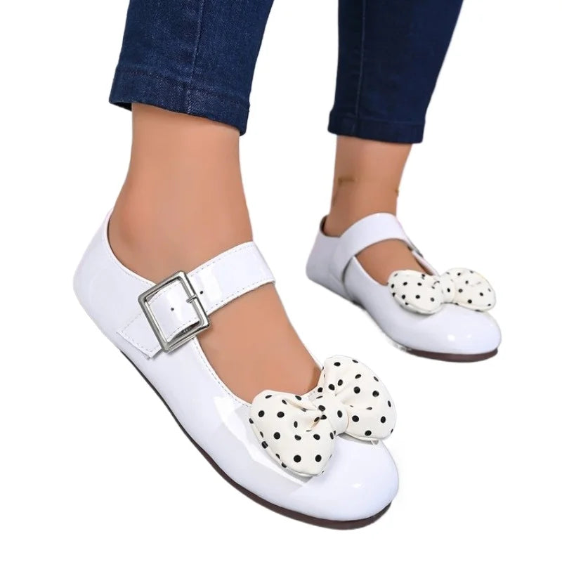 Women's Bow Mary Jane Flats – Polka-Dot Plus Size Casual Shoes Mary Jane Flats Axl