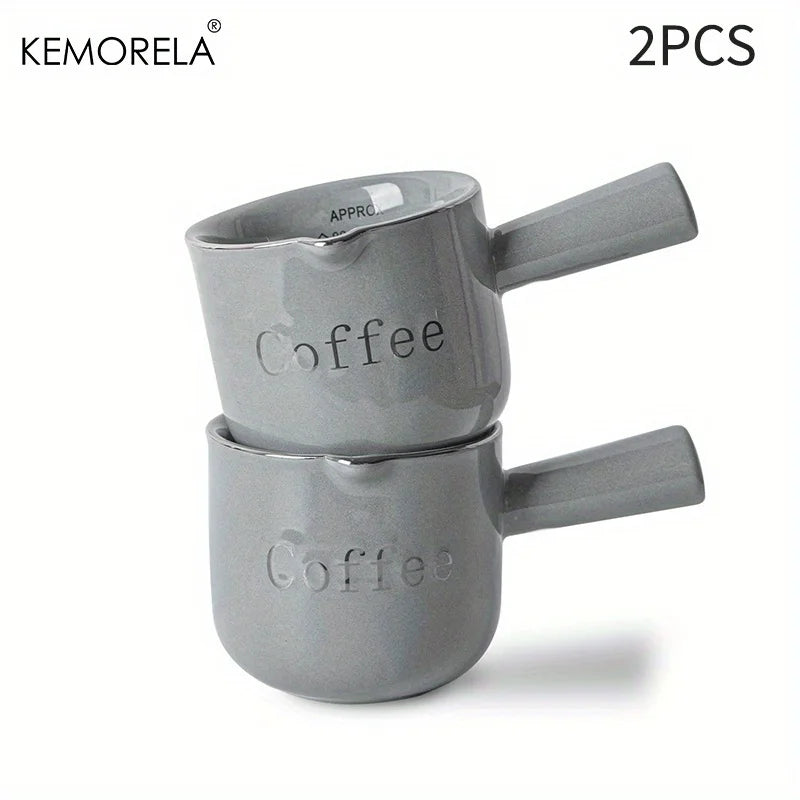KEMORELA Ceramic Espresso Measuring Cup 3oz 90ml – Pink & Gray Ceramic Measuring Cup Axl 2PCS Grey 90ml