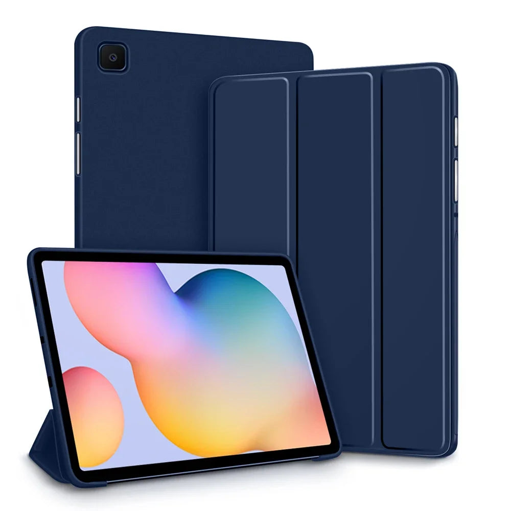 Silicone Tri-Fold Case Samsung Galaxy Tab S6 Lite A8 A9 S7 S8 S9 Tablet Case Axl Navy blue Tab A11 8.7in