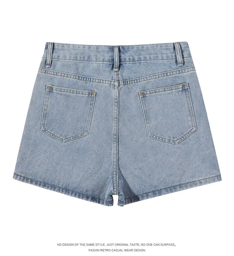 Women's High-Waist Denim Skort – Fake Two-Piece Jean Skirt Denim Skort Axl