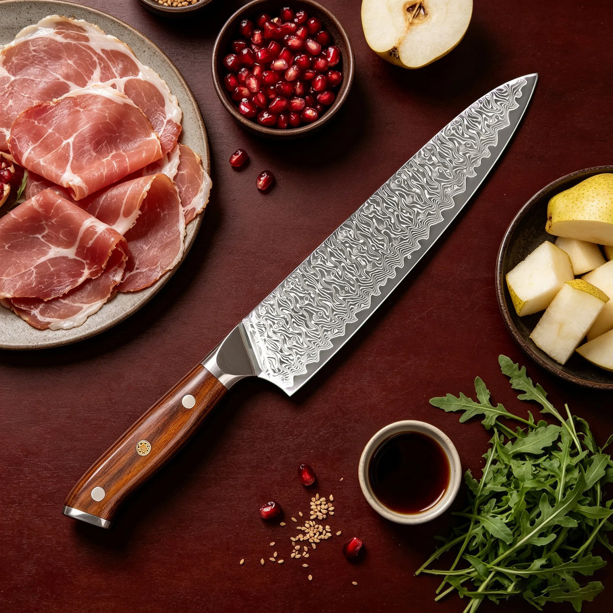 Damascus Steel Chef Knife – Sharp Kitchen Slicing Knife Damascus Chef Knife Axl Chef Knife