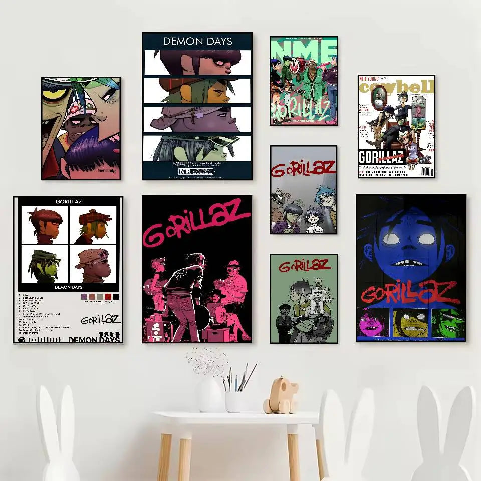 Gorillaz HD Music Poster – Self-Adhesive Waterproof Wall Art Wall Art Poster Axl