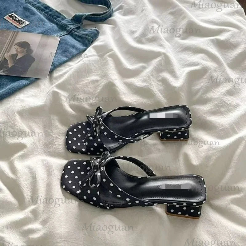Women's Polka Dot Bow High Heel Sandals – Summer Party Shoes Women's Heel Sandals Axl