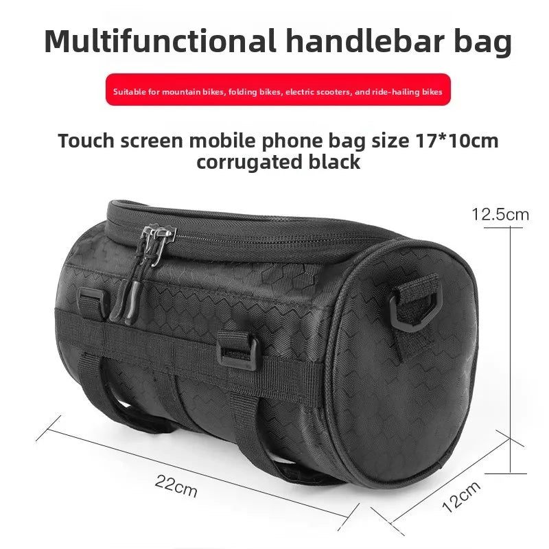 Waterproof Ultralight Handlebar Bag – Bike, E-Bike & Scooter Handlebar Bag Axl (Corrugated black)Mu 5Inch